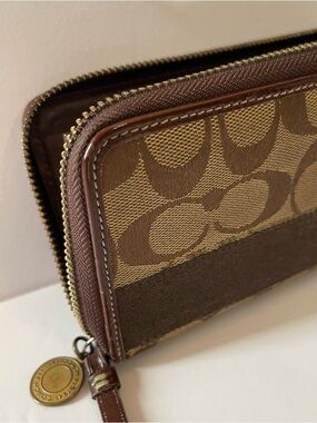 COACH Brown Long Zip around wallet